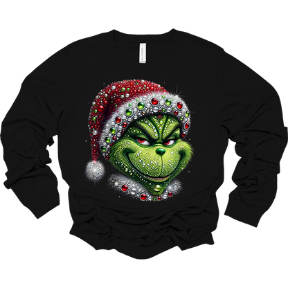 Bedazzled Grinch Women's Long Sleeve Graphic Tee