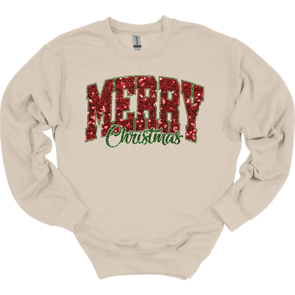 Merry Christmas Faux Sequin Women's Crewneck