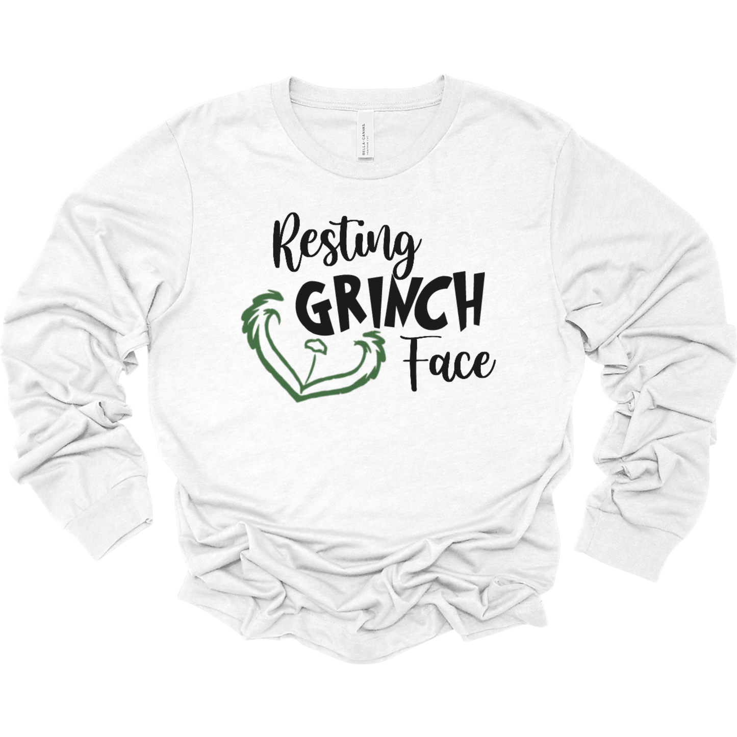 Resting Grinch Face Women's Long Sleeve Graphic Tee