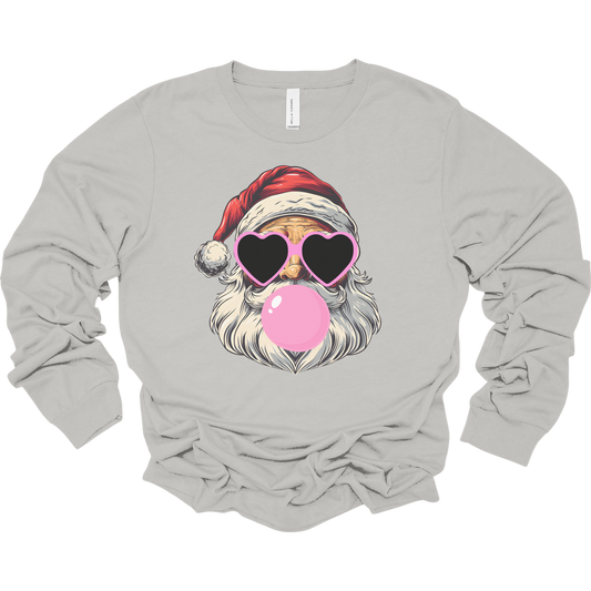 Bubblegum Santa Women's Long Sleeve Graphic Tee