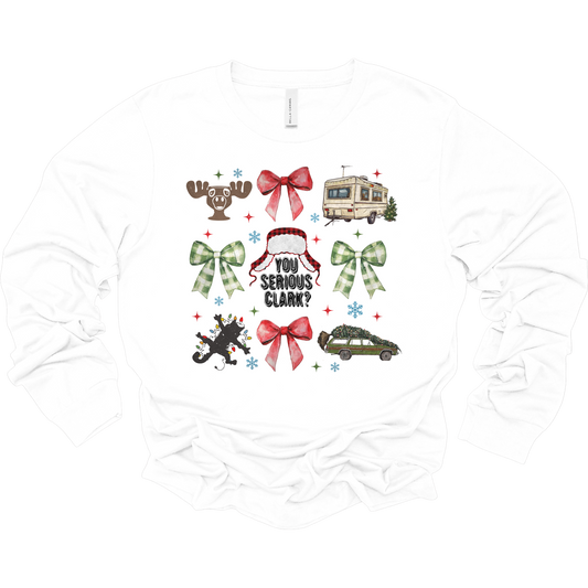 Christmas Vacation Coquette Women's Long Sleeve Graphic Tee