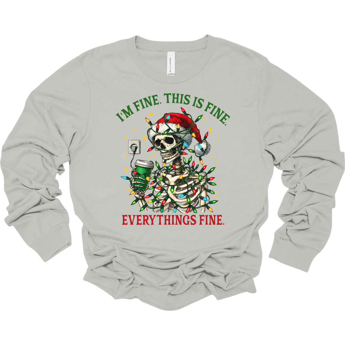 Everything's Fine Christmas Women's Long Sleeve Graphic Tee