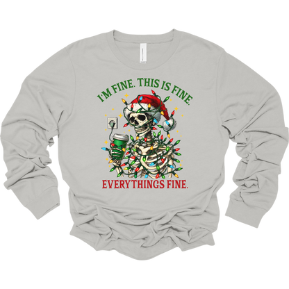 Everything's Fine Christmas Women's Long Sleeve Graphic Tee