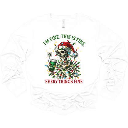 Everything's Fine Christmas Women's Long Sleeve Graphic Tee