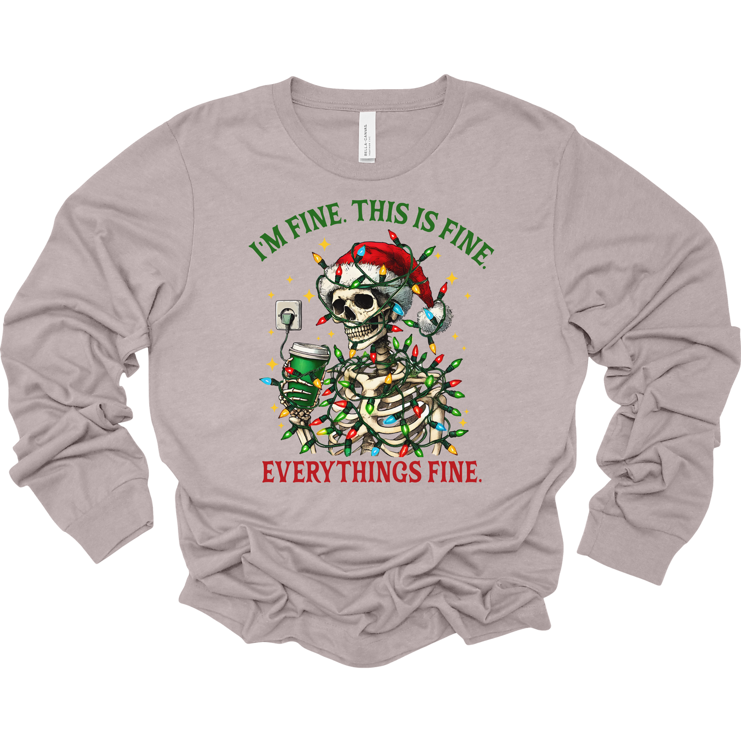 Everything's Fine Christmas Women's Long Sleeve Graphic Tee