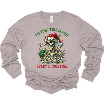 Everything's Fine Christmas Women's Long Sleeve Graphic Tee