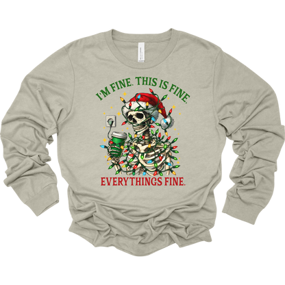 Everything's Fine Christmas Women's Long Sleeve Graphic Tee