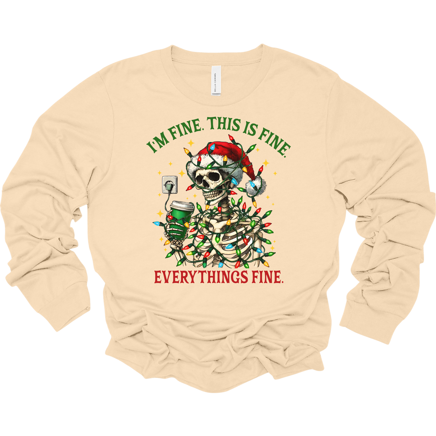 Everything's Fine Christmas Women's Long Sleeve Graphic Tee