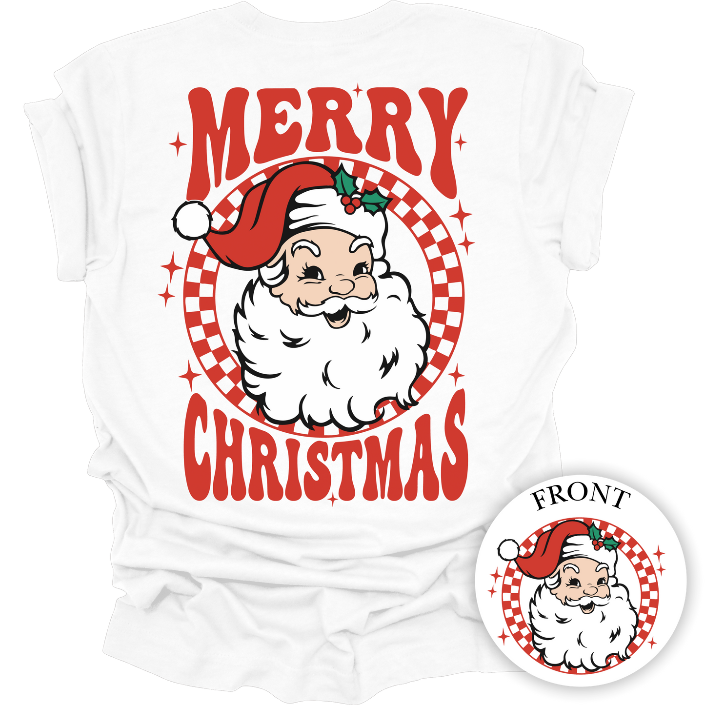 Retro Santa Merry Christmas Women's Graphic Tee