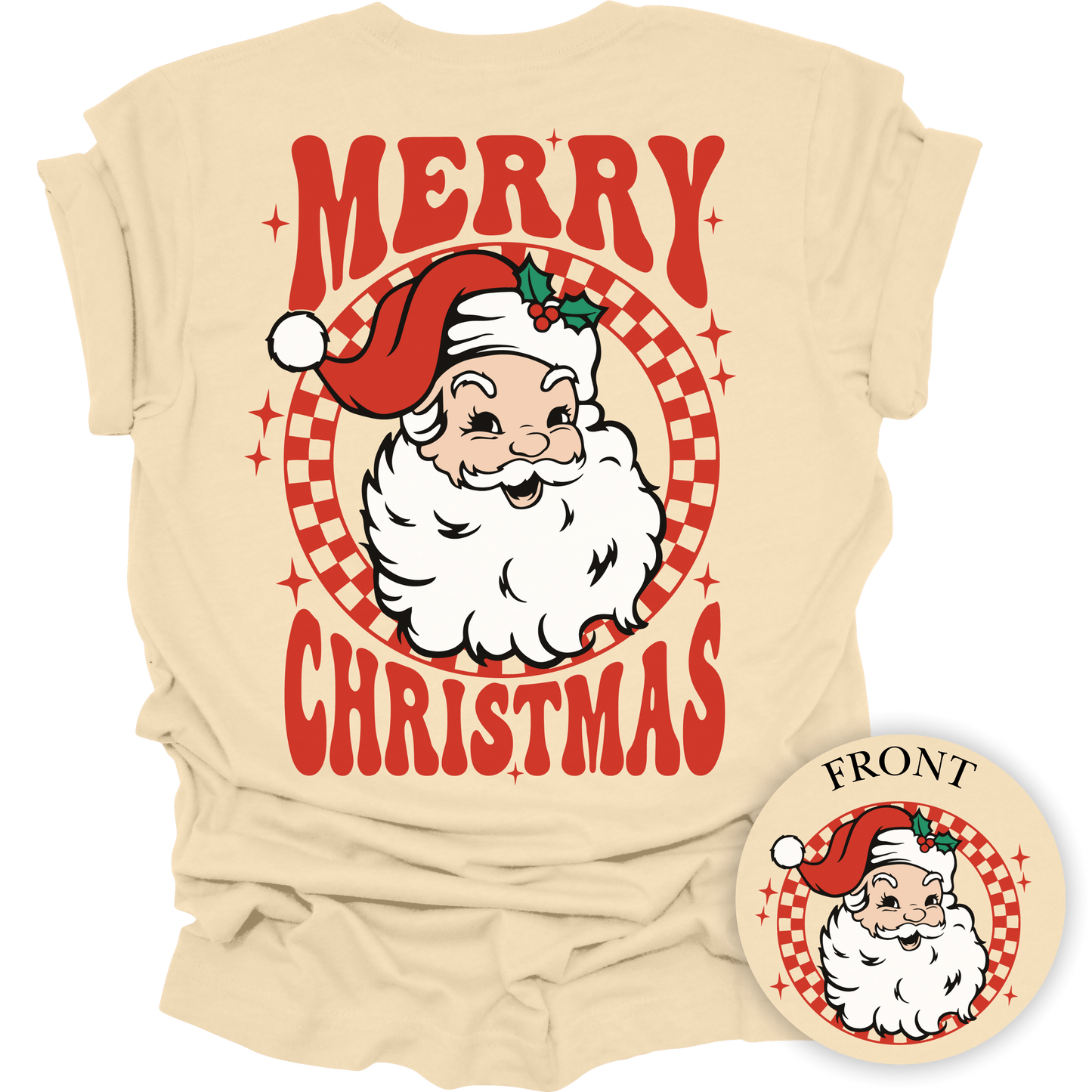 Retro Santa Merry Christmas Women's Graphic Tee