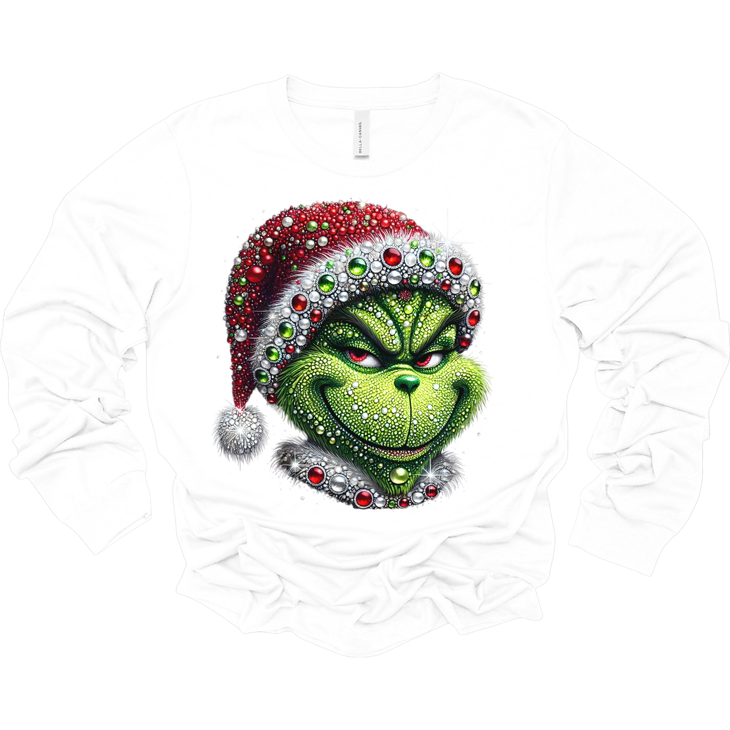 Bedazzled Grinch Women's Long Sleeve Graphic Tee