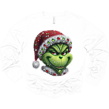 Bedazzled Grinch Women's Long Sleeve Graphic Tee