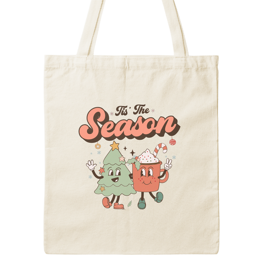 Retro Tis the Season Canvas Tote Bag