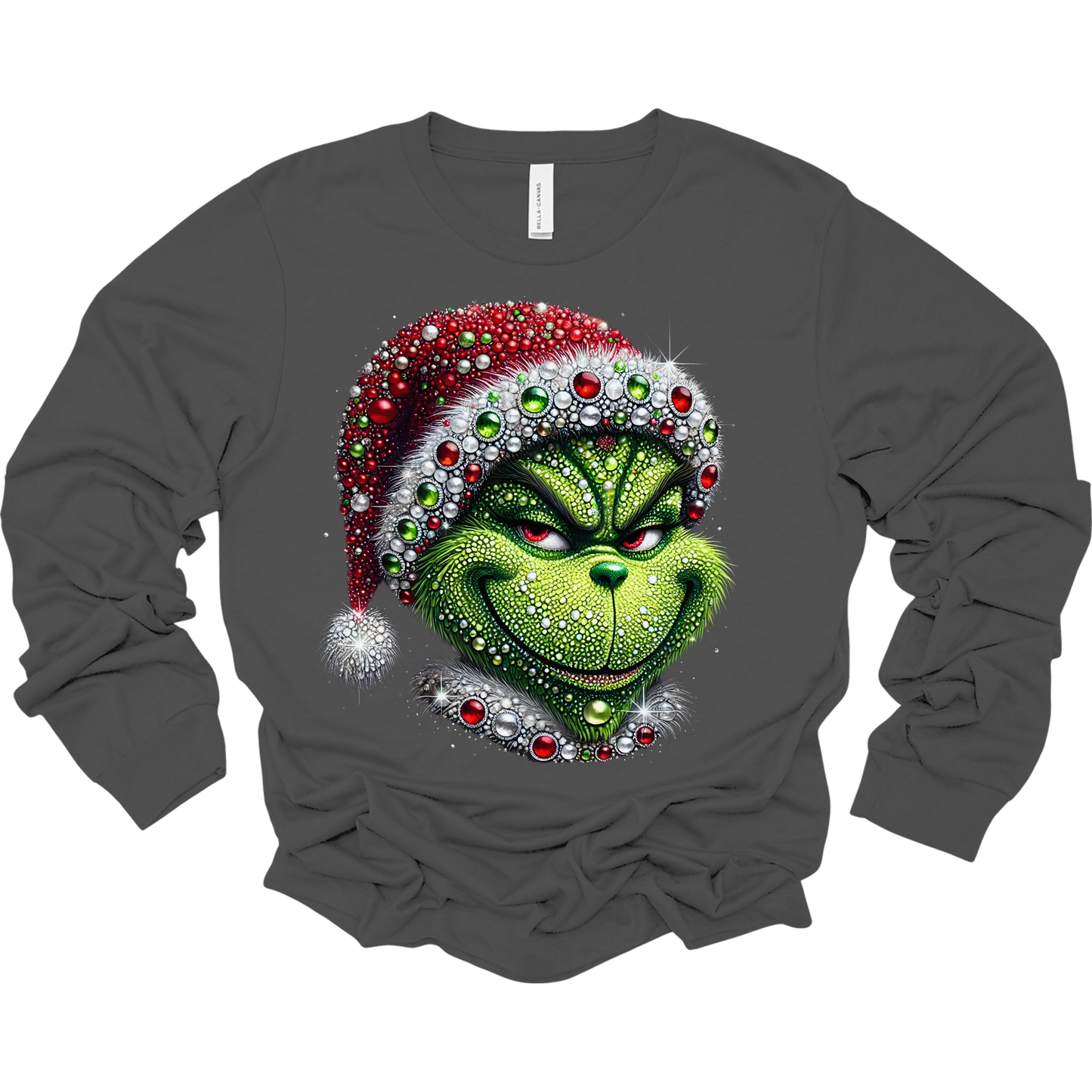 Bedazzled Grinch Women's Long Sleeve Graphic Tee