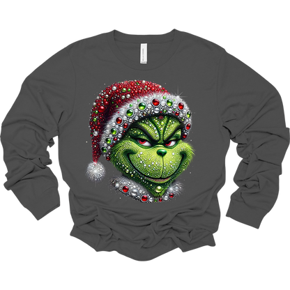 Bedazzled Grinch Women's Long Sleeve Graphic Tee