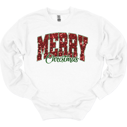 Merry Christmas Faux Sequin Women's Crewneck