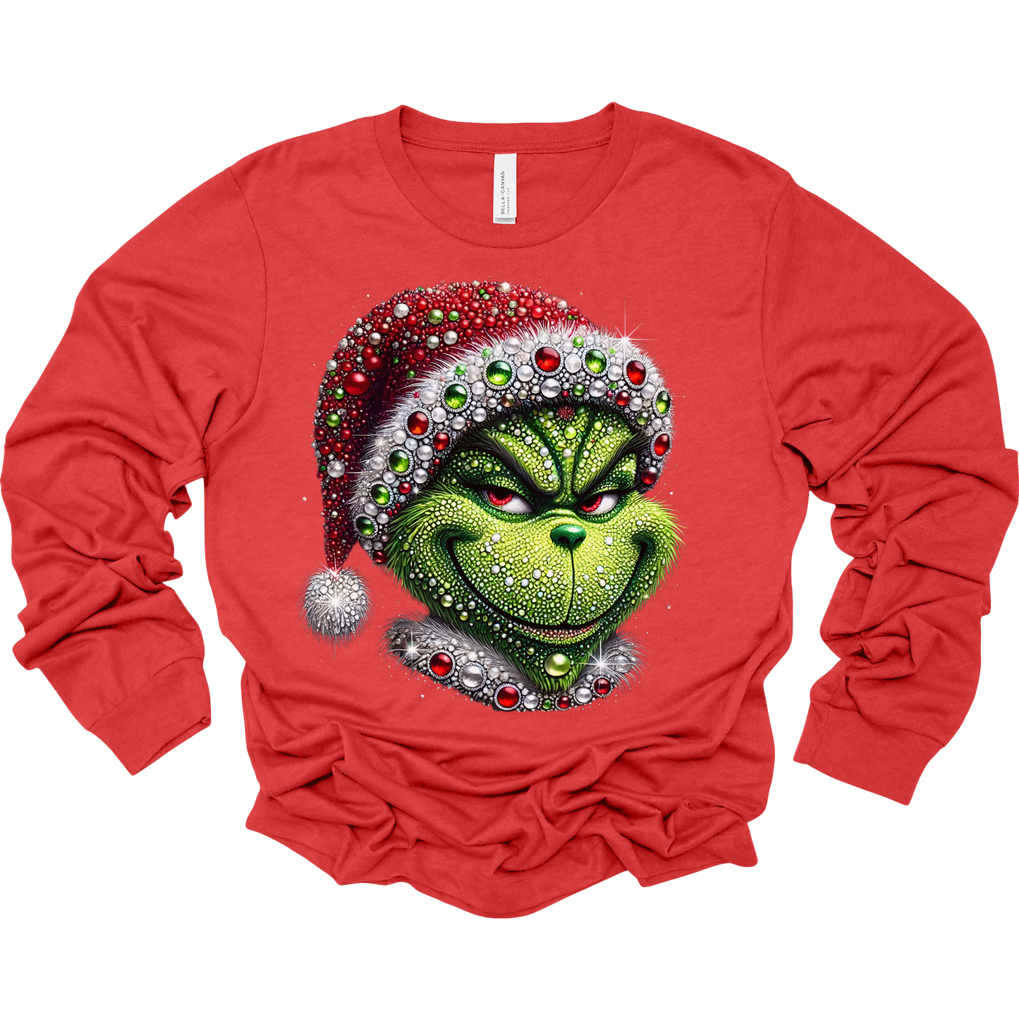 Bedazzled Grinch Women's Long Sleeve Graphic Tee