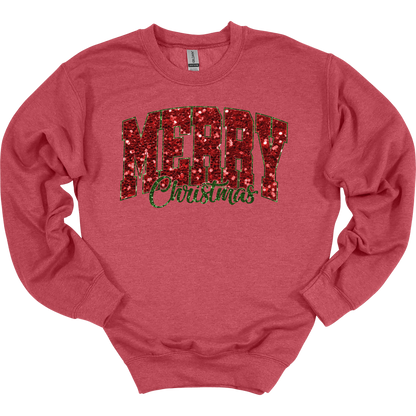 Merry Christmas Faux Sequin Women's Crewneck