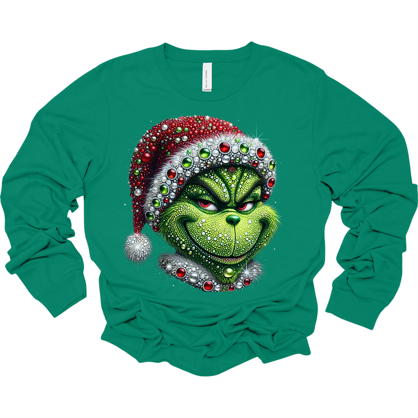 Bedazzled Grinch Women's Long Sleeve Graphic Tee