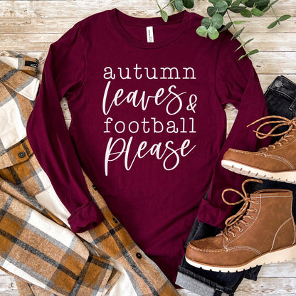 Autumn Leaves & Football Please Women's Long Sleeve