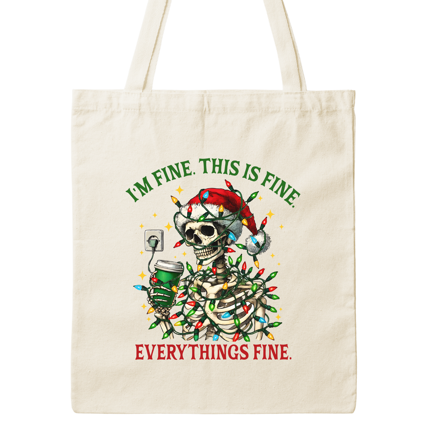 Everything's Fine Christmas Canvas Tote Bag