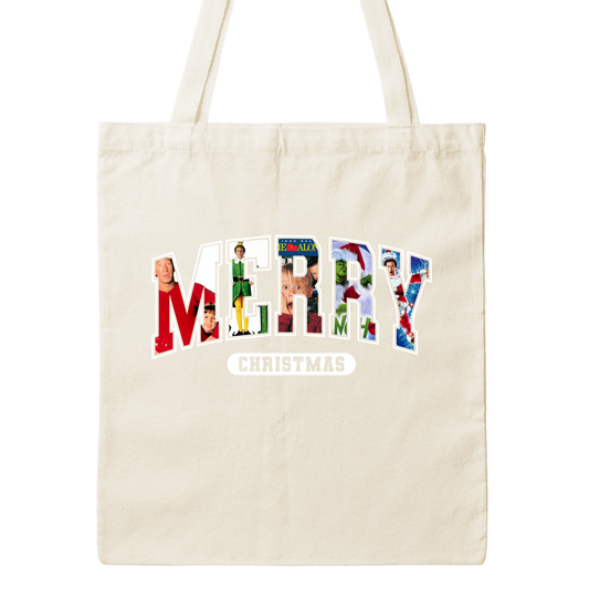 Merry Christmas Movies Canvas Tote Bag